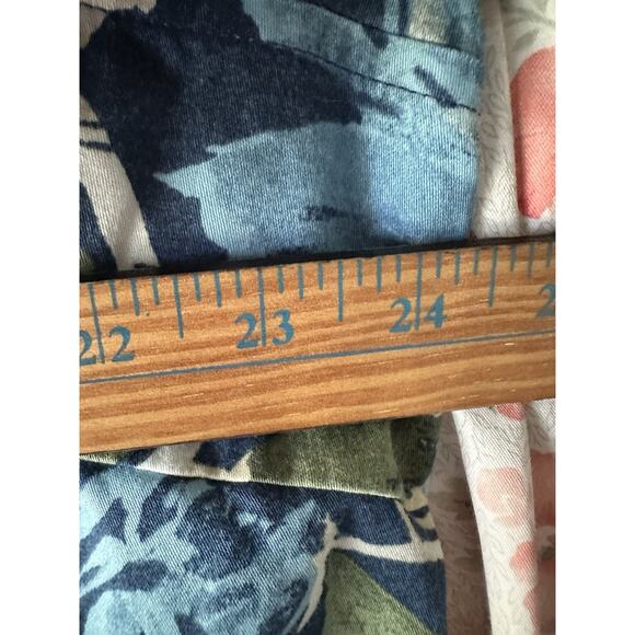 Chaps Shirt Blouse Shirt Tropical Coastal Palm Leaf Print Plus 2X Contras Cuff - Picture 7 of 8